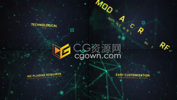 现代医学研究宣传片头网络科技点线连接粒子标题背景动画-AE模板下载