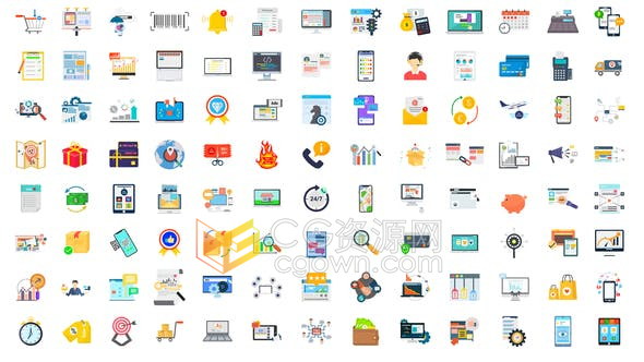 100个数字营销电子商务图标Icons Animations图形动画-AE模板
