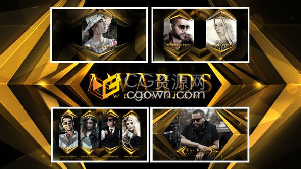 时尚颁奖典礼公司年会才艺表演获奖提名豪华粒子背景晚会包装-AE模板