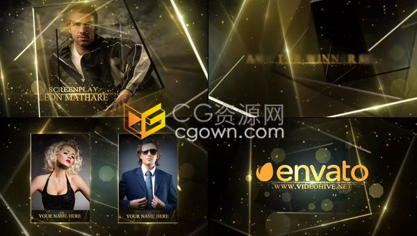 唯美黄金粒子飞舞4K电视广播商业广告宣传元素晚会颁奖活动背景包装-AE模板