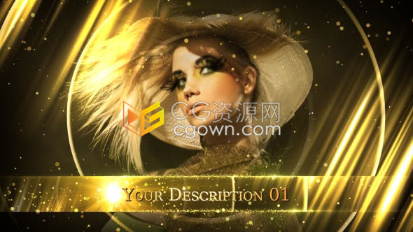 大气金色光效粒子晚会视频背景年会活动颁奖典礼宣传包装-AE模板下载