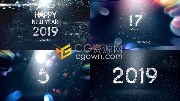 新年钻石倒计时新年除夕午夜派对圣诞晚会最后一分钟烟花庆祝-AE模板免费下载