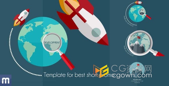 商务火箭MG卡通地球动画演示企业宣传视频广告-AE模板下载