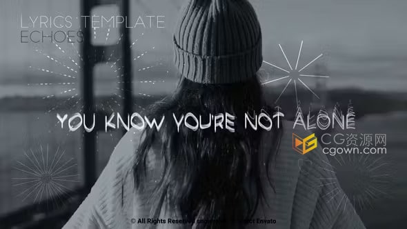 创建音乐视频婚礼电影广告歌词字幕AE模板