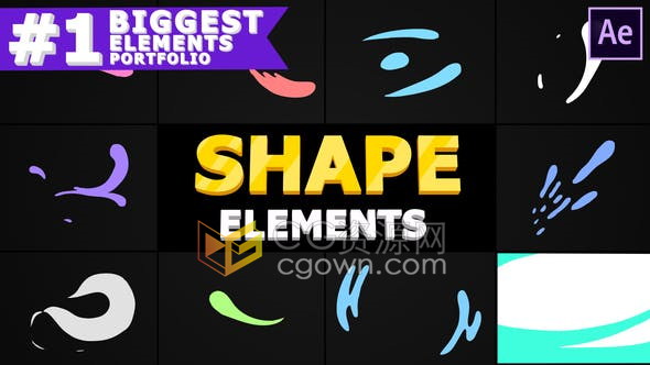 10 Liquid Shapes手绘流体图形元素飞溅水波浪动画视频效果-AE模板