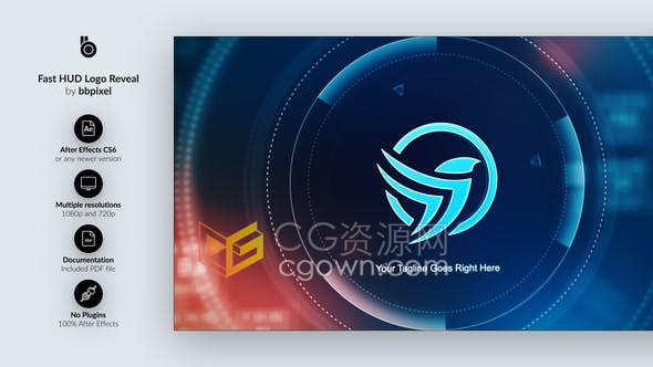 HUD Logo高科技元素动画标志片头视频效果制作-AE模板