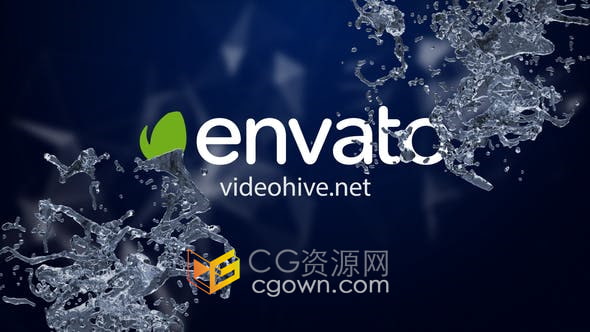 AE模板-三维液体飞溅融合水溅动画演绎水标志LOGO片头