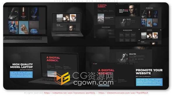 AE模板-三维模型macbook笔记本电脑宣传展示应用程序服务网站推广