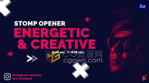 充满活力创造力踩踏节奏动画开场宣传片头视频-AE模板