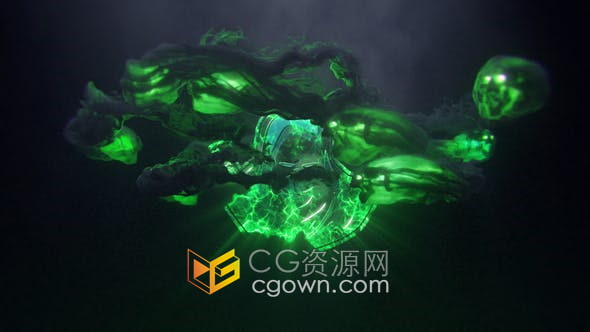 AE模板-黑暗幽灵骨头粒子特效动画视频片头制作