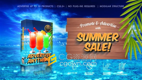 夏季大减价服装食品外卖餐厅酒吧饮料鸡尾酒宣传广告片-AE模板