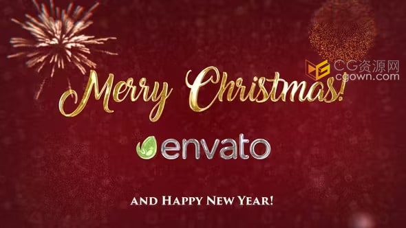 AE模板-闪闪发光粒子动画圣诞新年节日祝福标志片头