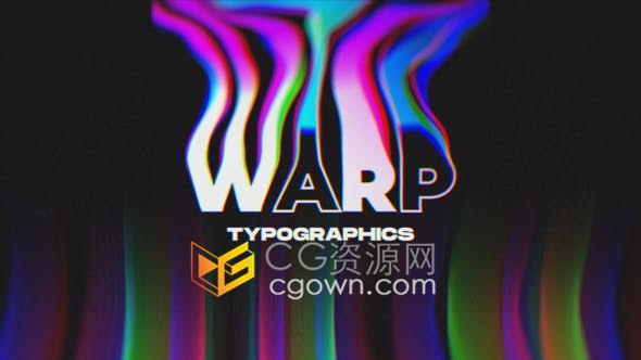 Warp Typographics动荡扭曲彩色波动文字标题动画效果制作-AE模板