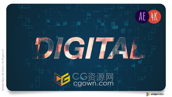AE模板-4K网络科技数字公司标志展示LOGO片头