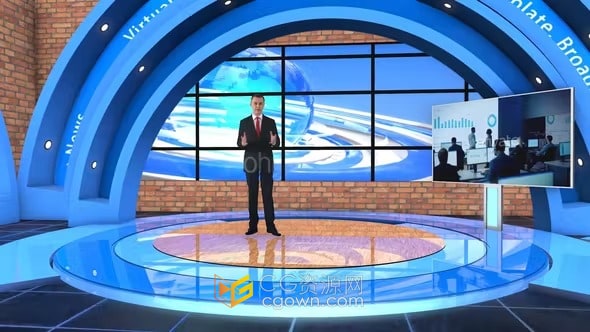 Virtual Studio Set 1002 AE模板三维虚拟演播室场景设计工程