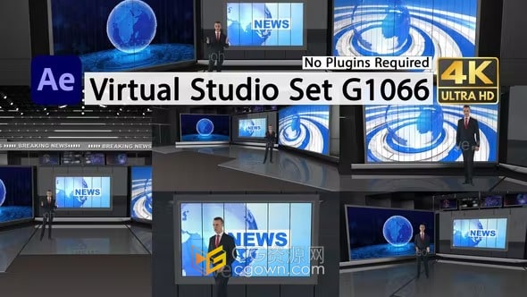 5台摄像机机位虚拟演播室套装电视台包装设计-AE模板