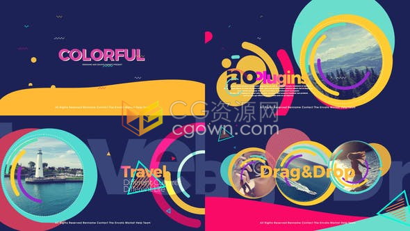 炫彩图形动画素材动感节奏时尚图文展示效果宣传片头视频-AE模板下载