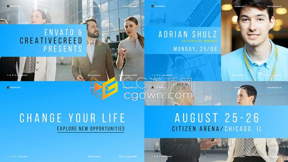 AE模板-商务演讲幻灯片演示企业峰会培训活动会议宣传视频