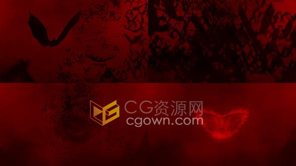 蝙蝠群飞动画夜晚薄雾万圣节宣传视频片头-AE模板