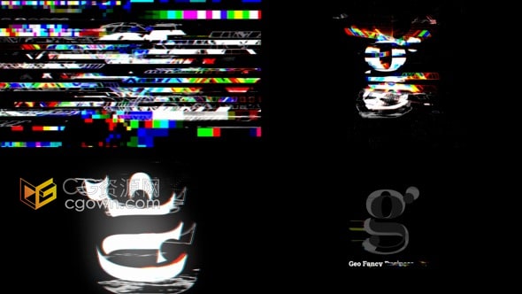 分形RGB分割信号失真成像错误故障干扰Glitch Logo动画-AE模板