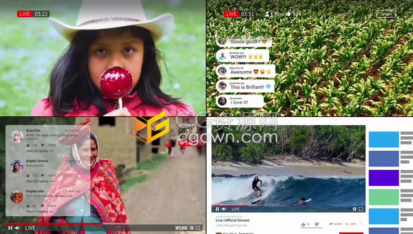 电视广播频道社交媒体在线直播网络流媒体视频包装-AE模板下载