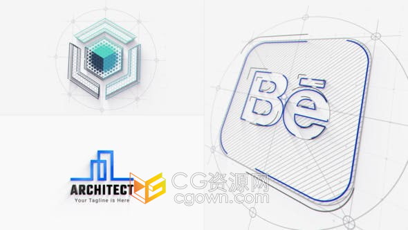 4K分辨率3D建筑公司LOGO品牌宣传视频片头动画-AE模板