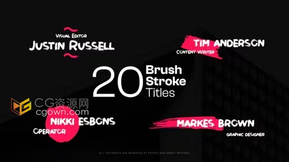 20个画笔描边标题品牌介绍文本动画-AE模板