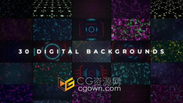AE模板-30组循环动画高科技数字科幻动态背景LED屏幕视频素材