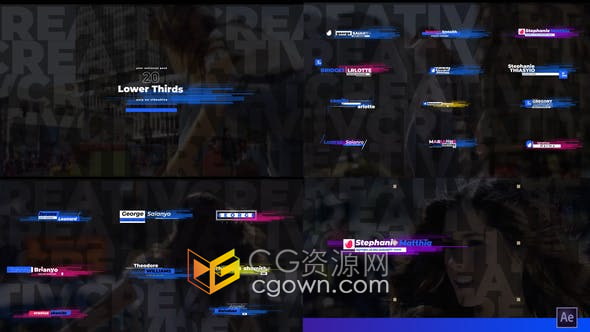 20组现代彩色条纹动画视频字幕条文字标题效果-AE模板