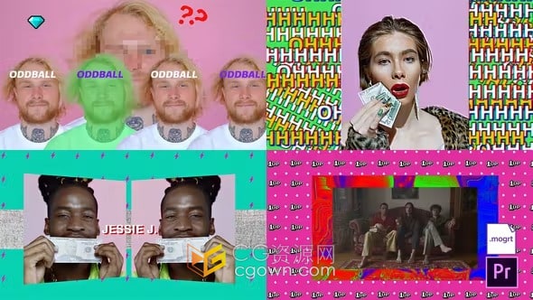 AE与PR模板-疯狂搞怪趣味娱乐场景荒谬风格技术元素软件产品活动介绍