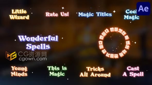 手绘动画魔法棒神奇标题适合节日视频玩具广告儿童活动邀请-AE模板