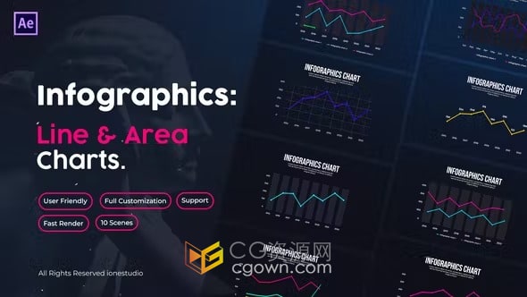 10个折线图信息图表动画免费下载AE与PR模板