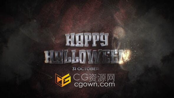 烟雾火花粒子特效动画金属万圣节Halloween视频片头-AE模板