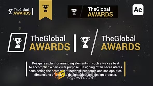 AE模板-带奖杯元素时尚魅力晚会颁奖仪式视频文字标题动画