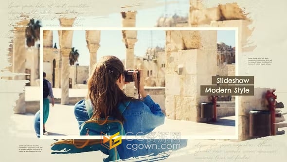 画笔记忆幻灯片旅游打卡照片通用视频相册AE与PR模板