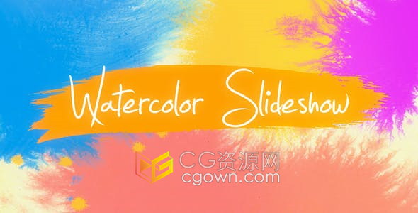 水彩滴墨笔刷动画转场照片幻灯片美丽回忆相册视频-AE模板