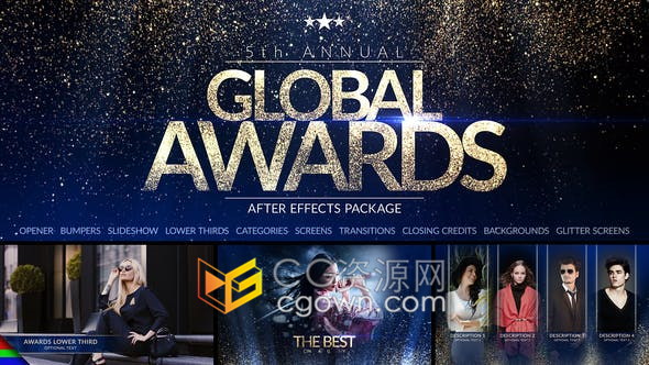 Global Awards精美粒子特效颁奖晚会公司年会活动宣传包装视频-AE模板