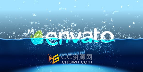 AE模板-品牌LOGO快速落水半漂浮于水面水溅标志动画