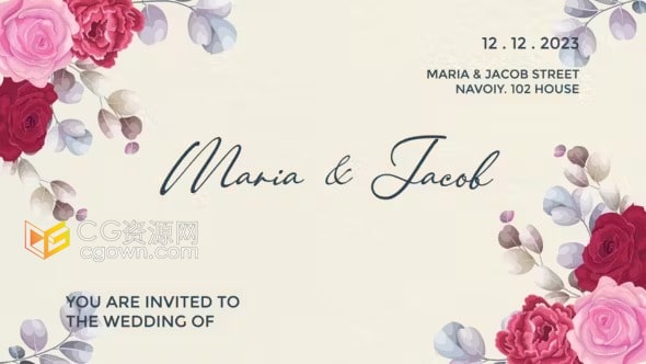 简约温馨宴会活动邀请短视频浪漫婚礼请柬-AE模板