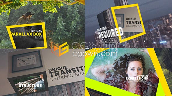 创意镜头视频相册画面生成三维方框窗口翻转演示视差特效图文幻灯片-AE模板