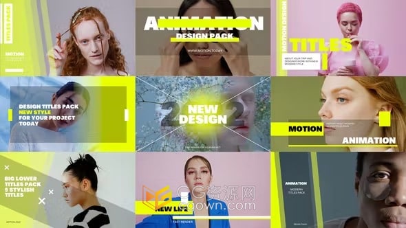 AE模板-边框字幕扁平发光效果干净大标题商店宣传包装视频文本