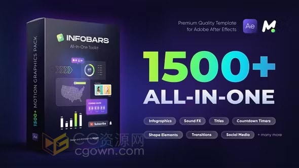 AE脚本预设包1500信息数据图表倒计时器图形注释介绍文字标题动画