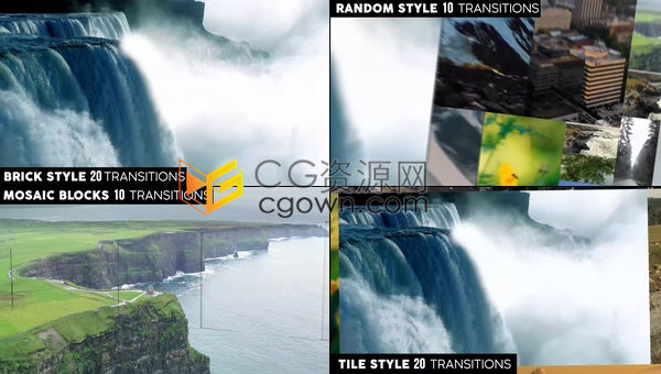 100+图形拼接马赛克过渡效果图像幻灯片工具包含垂直竖屏版-AE模板下载