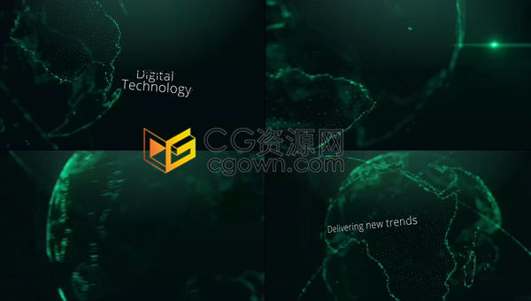 智慧地球创新科技无线网络技术宣传粒子背景数字星球故障效果文本动画-AE模板
