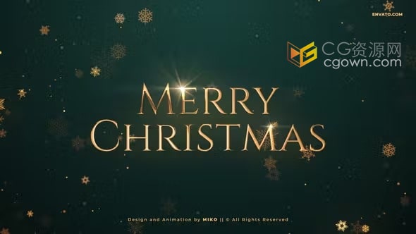 魔法金色烟花粒子光效演绎冬季祝福圣诞节片头-AE模板