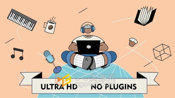 AE模板-卡通形象动画场景演绎远程教育专业技能提升虚拟现实动画元素