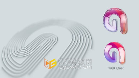 AE模板-多笔画线条生成动画标志建筑设计数字网络科技公司霓虹光面片头
