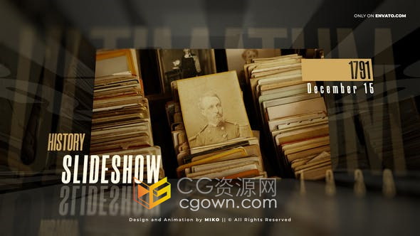 AE模板-复古时间线展示历史幻灯片军事纪录片电影回忆相册
