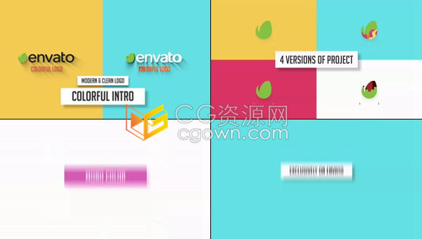 简约彩色动感小清新风格企业Logo变型动画-AE模板下载