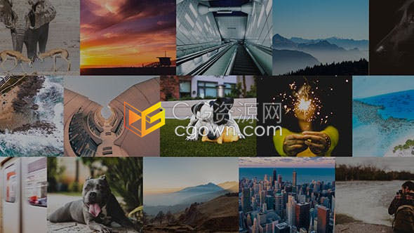 现代旅行宣传图片拼接照片墙效果动态视频相册-AE模板下载